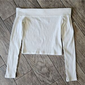H&M Cream Ribbed Long Sleeve Shirt